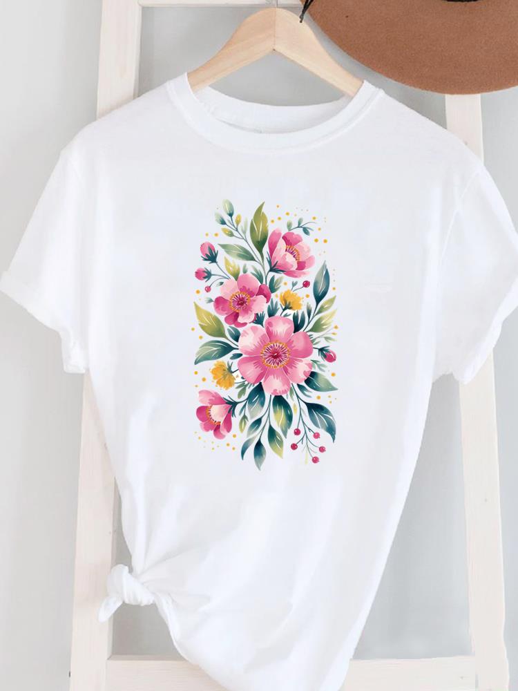 (Asian Size) Short Sleeve Women's Top T Female Print  Fashion Ladies O-neck Butterfly Cute Lovely Casual Clothing  Graphic Tee T-shirts