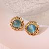 Oblate Shape Opal Earrings Vintage Style Round Earrings Elegant Flower Earrings  Wedding