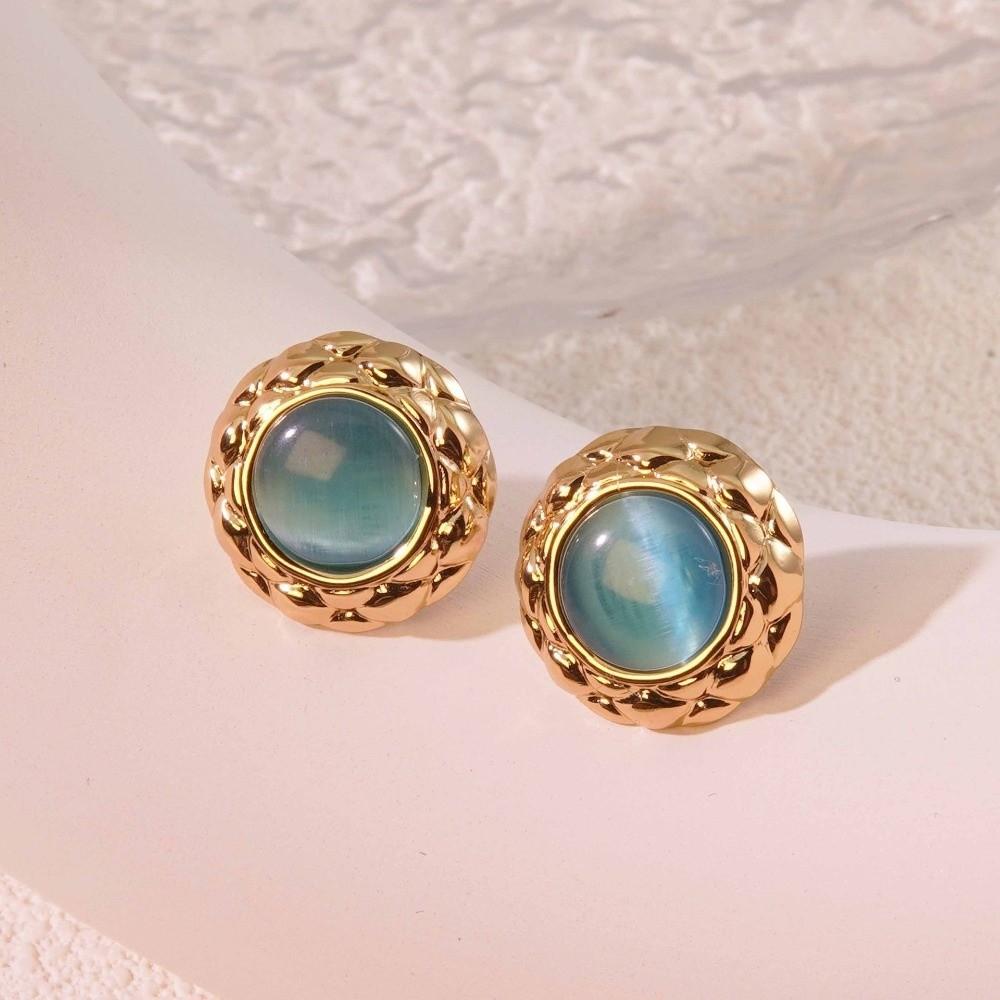 Oblate Shape Opal Earrings Vintage Style Round Earrings Elegant Flower Earrings  Wedding