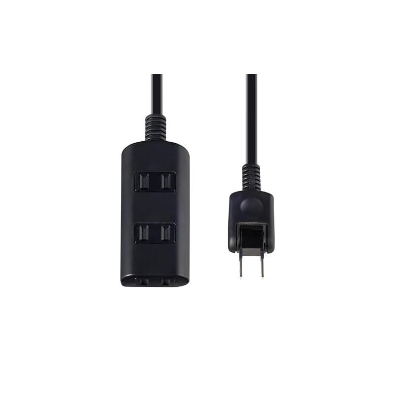 ELPA Power Strip Extension Cord with Door, 2m, 3 Outlets, Black, 125V, WBT-N3020B(BK)
