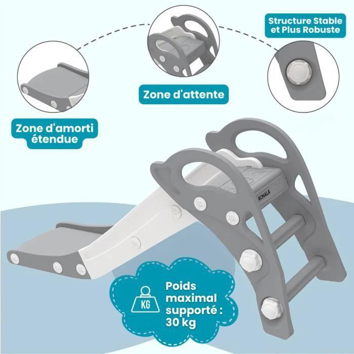Toboggan Kohala - DEVESSPORT - Dauphin - 2 Marches Antidérapantes - 30 Kg - Gris Et Blanc