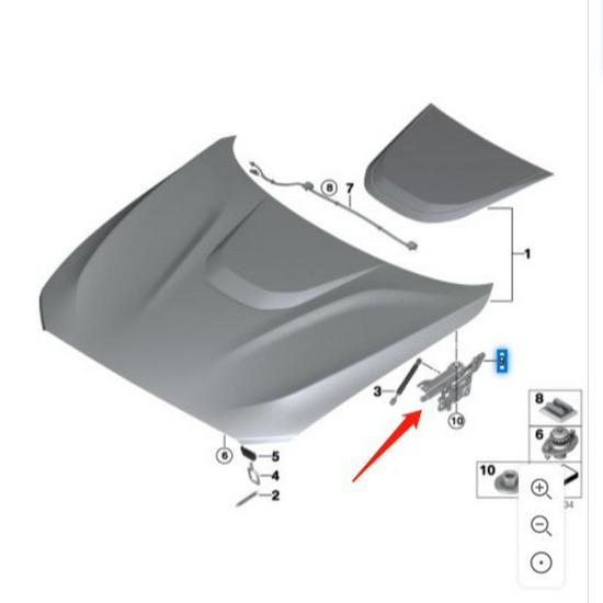 BMW 3 Series F30 Front Hood Hinges (41617286343, 41617286344)