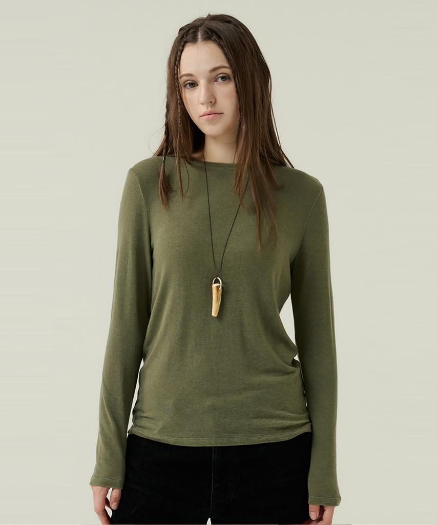 VOYONN Round Neck Woolrayon T-Shirt Green 914