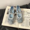 Gentle Bow Pearl Mary Jane Shoes Women's Spring New Temperament Elegant Single Shoes