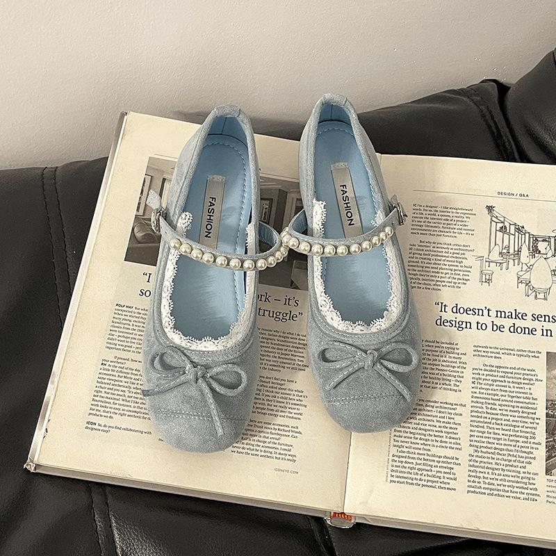 Gentle Bow Pearl Mary Jane Shoes Women's Spring New Temperament Elegant Single Shoes