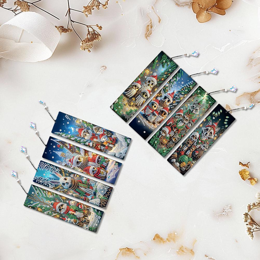 Christmas DIY Diamond Painting Bookmark with Pendants Creative Diamond Art Bookmark Set Multi Style Handmade Reading Bookmarks
