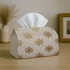 1pc Tissue Box Holder Featuring a Festive Snowflake Golden Design, Elegant And Classic, Made of Durable Polyester, Perfect for The Kitchen, Living Roo