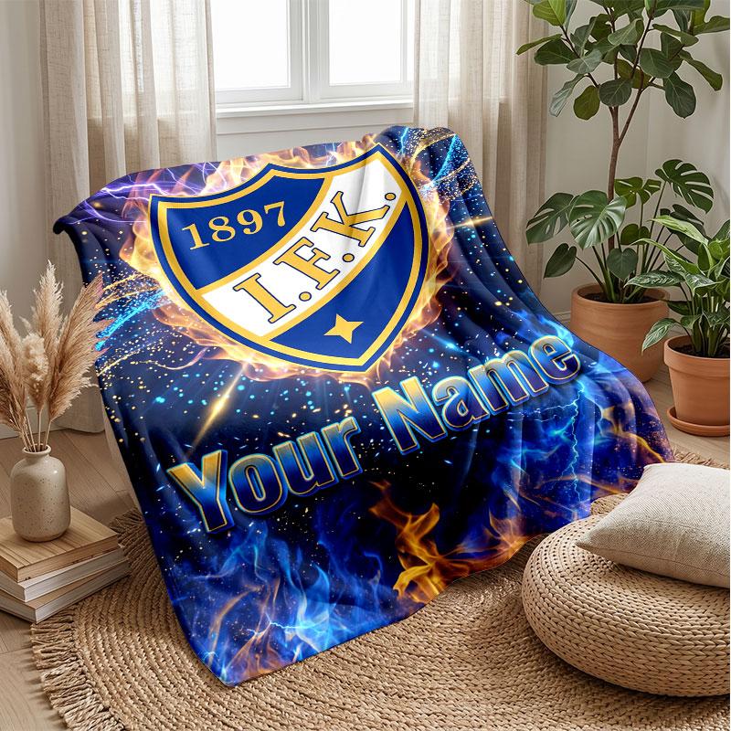 Ifk göteborg Testo Nome Personalizzato Coperta di Flanella Logo Calcio Coperta in Pile Personalizzata Regalo Speciale per Divano Camera da Letto Casa