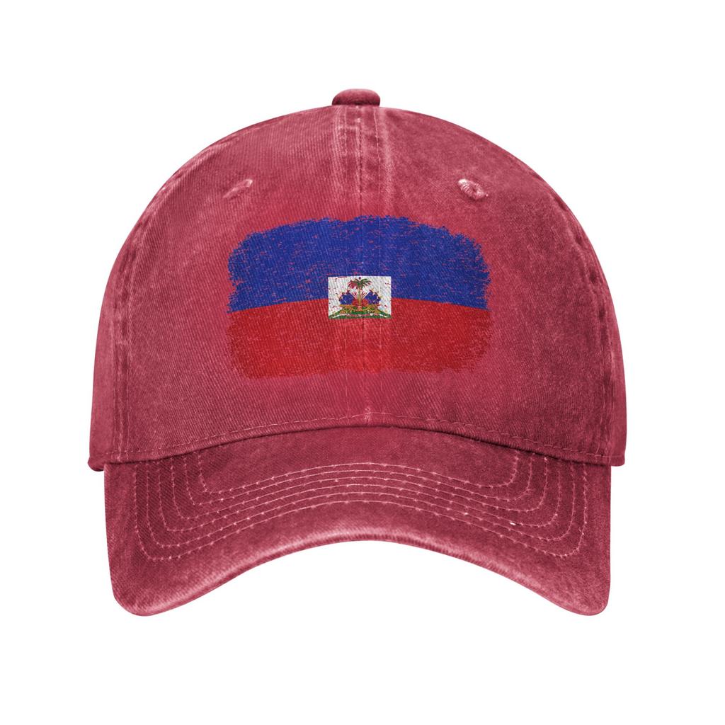 Haiti Flag Vintage Baseball Cap Sun Outdoor Sports SunProof Washed Trucker Hat UnisexTeens Yk Retro Design Baseball Caps