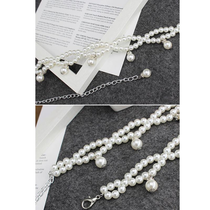 Cintura da Donna con Perle Intrecciate Elegante Versatile Design con Vita Elastica Perline