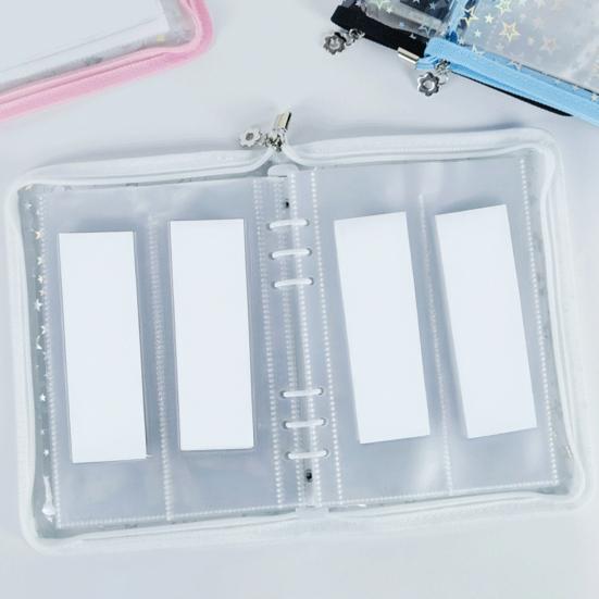 Zipper Binder Transparent Window Design Star Pattern PVC Cover Card Organizer with Multiple Slots Portable Card Holder Binder for Idol Cards Photo