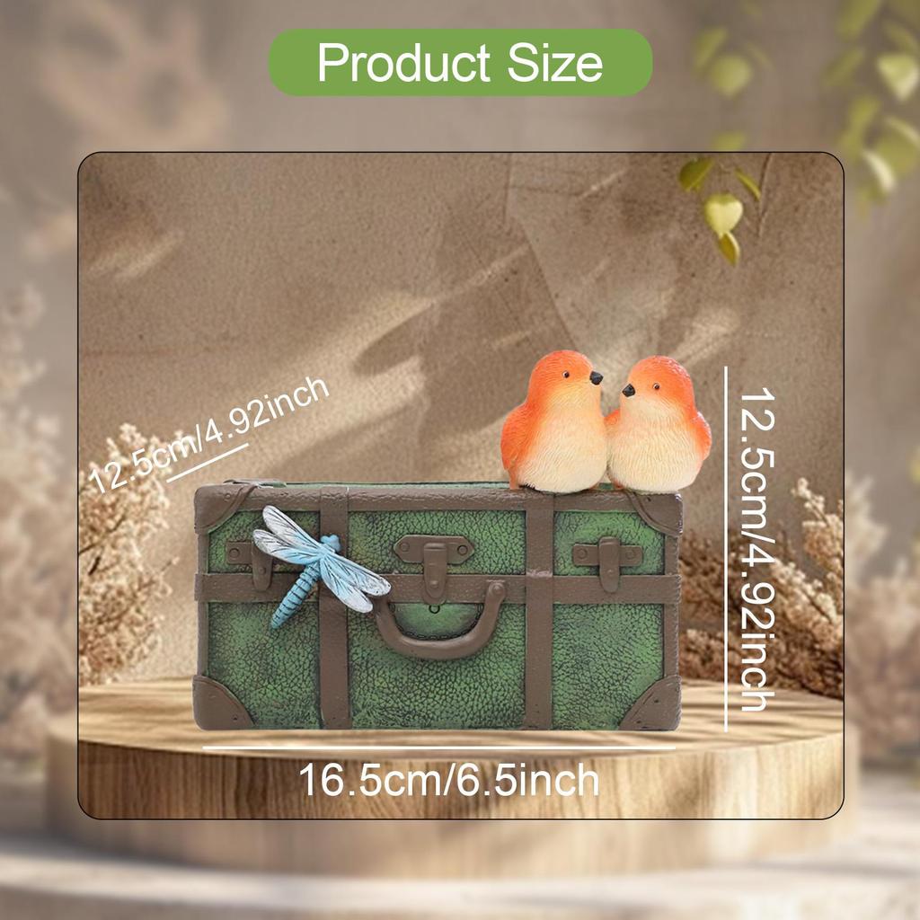 Resin Plant Pot with Drainage Hole Suitcase Shape Sculpture Green Container