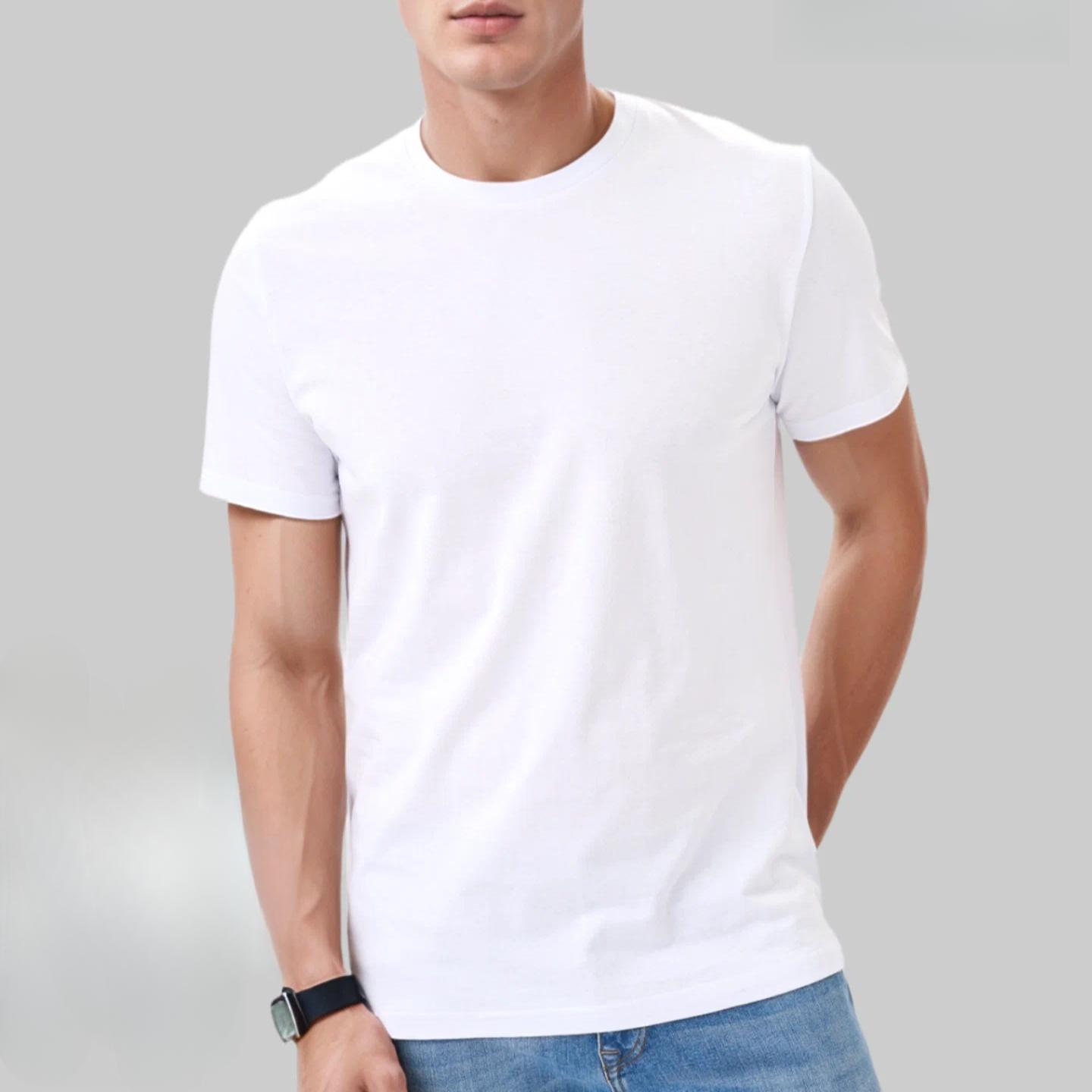 

Summer Round Neck Fashionable Casual Pure Cotton Short Sleeved Men s T-shirts S білий