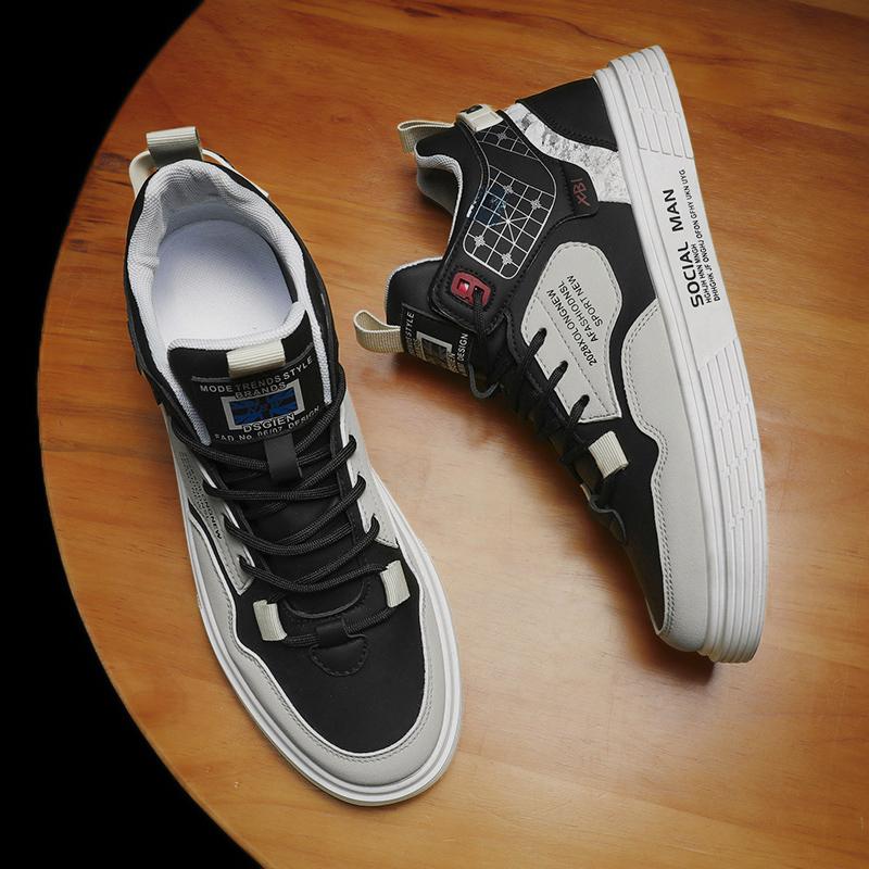 Fashion Men's Casual Shoes Skateboarding Shoes Lightweight High Top Men Shoes Flat Lace-Up Sneakers Male Business Travel Tenis Masculino