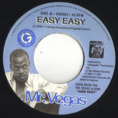 Disc MR de 7 inci. VEGAS - Easy Easy / Rise GRE863 Greensleeves Re 2001 UK Reggae, Ska & Dub Folosit
