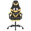 Gaming Chair with Footrest Swivel Black & Gold PU Leather