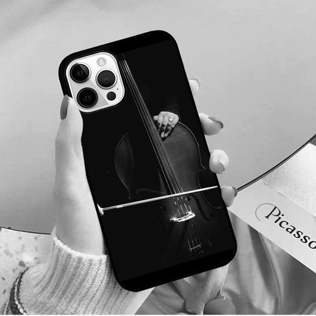 Black And White Violin Cello Phone Case Back Cover for iPhone 17 Air 16 15 14 13 11 12 Pro Max PlusS Shell Coque