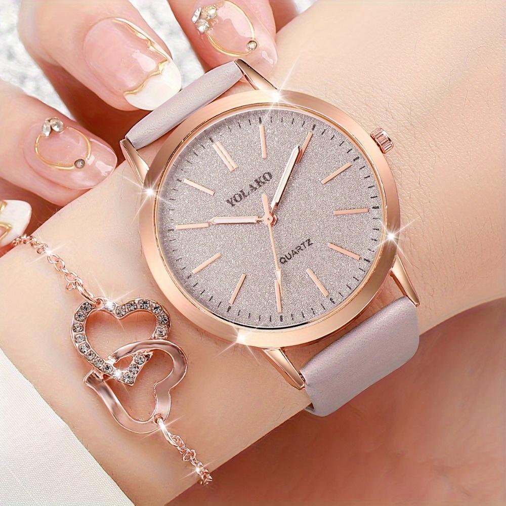 6item/Set Fashionable casual everyday heart-shaped set watch, quartz watch with various styles and innovative design, stylish analog wristwatch that