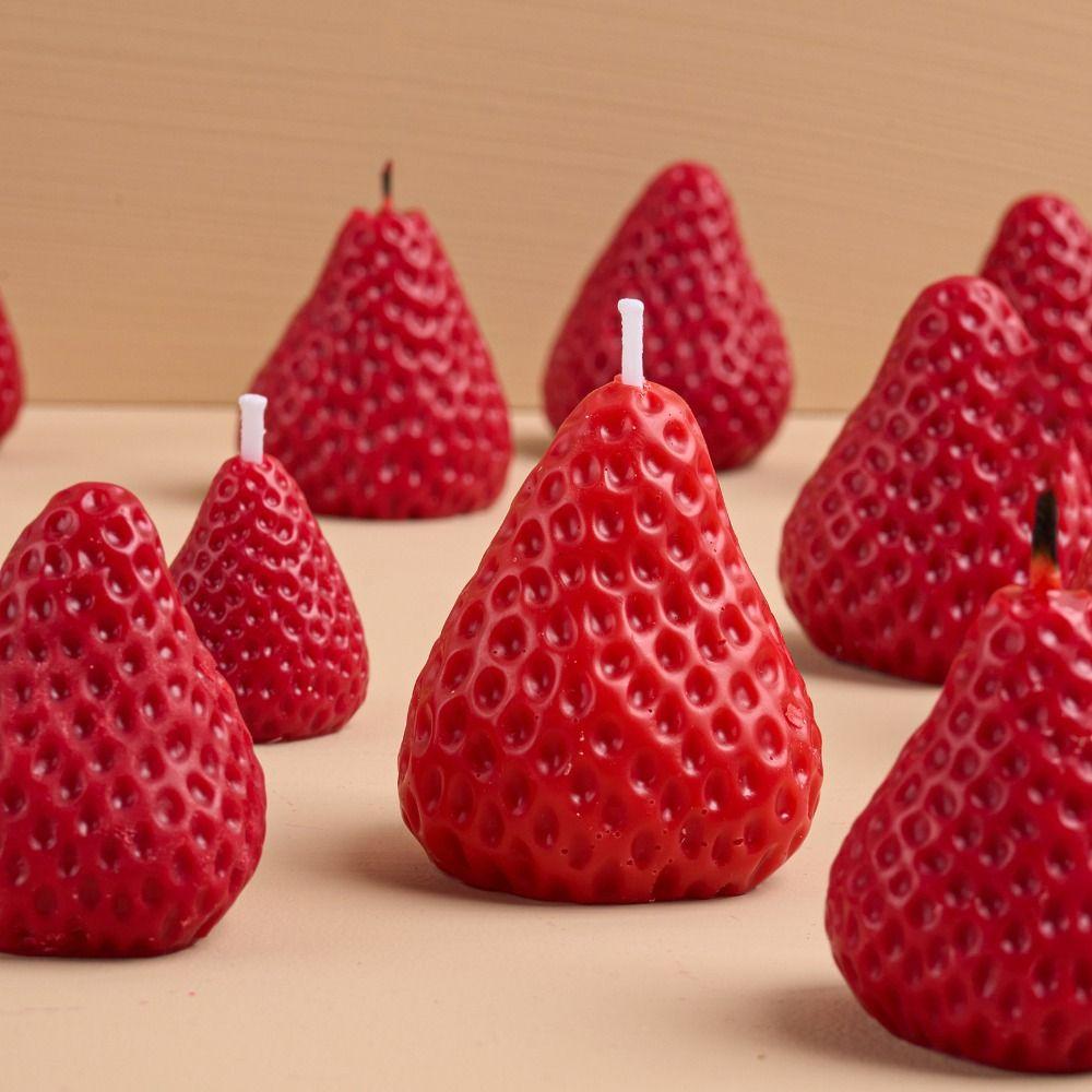 Strawberry Shape Aromatherapy Candle Mold Silicone DIY Candle Mold  Chocolate Cake Baking Tools
