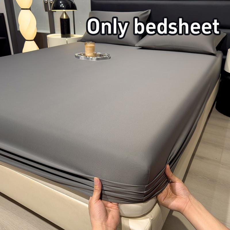 Cool Touch Ice Silk Fitted Sheet Summer Cooling Mattress Protector Cover Non-slip Bed Sheet For Hot Sleepers & Night Sweats