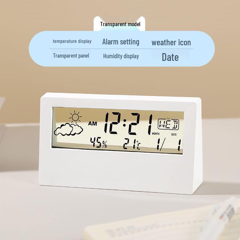 Большой ЖК-дисплей, бесшумный, многофункциональный цифровой будильник - Настольный, энергосберегающий дисплей
