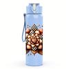 1PC Leopard Succulent Flower Graphic,750ml Color Plastic Sports Water Bottle,Leakproof Flip Straw Lid,Suitable for Sports Office Home Use