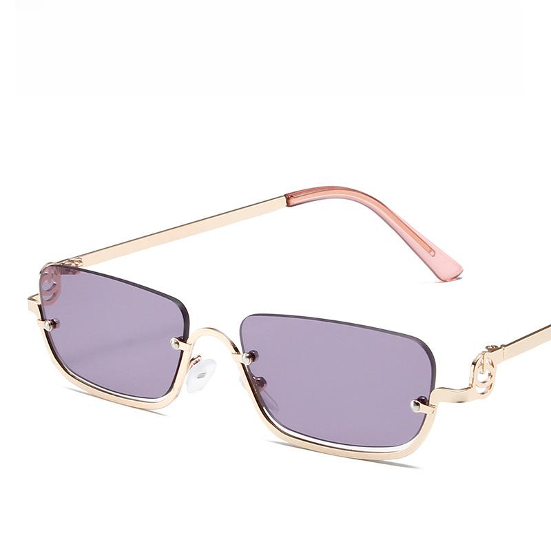 Fashion Small Square Women's Sunglasses Luxury Brand Metal Half Frame Sunglasses Woman Trend Vintage Black Pink Shades