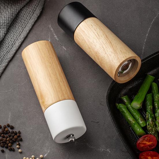 6 Inch Spice Grinder Manual Rotor Adjustable Coarseness Wood Ceramic Natural Pepper Salt Grinder for Kitchen
