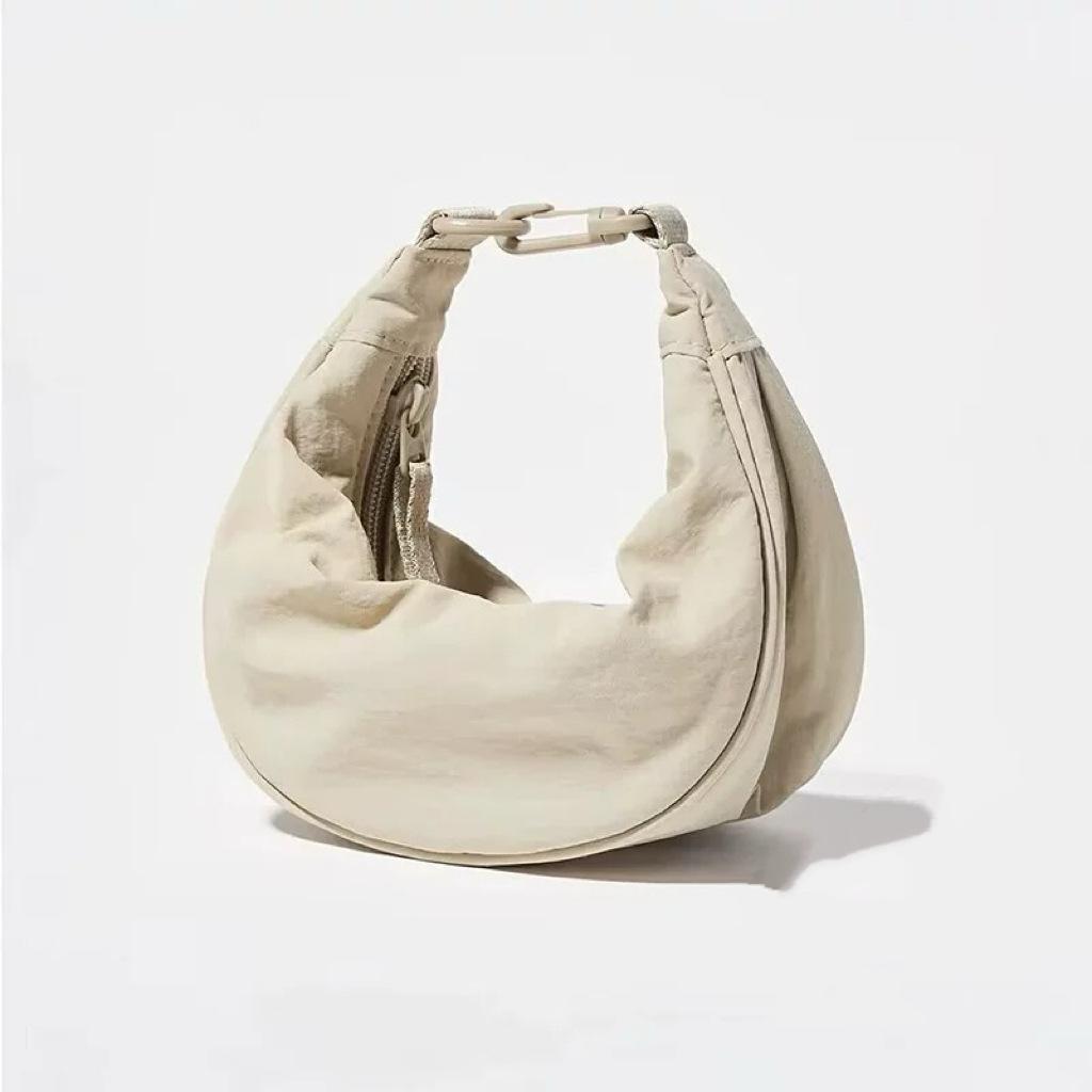 Small Dumpling Bag for Women Solid Color Nyl Hobos Messenger Bags Simple Design Female Hook Clutch Purse Shoulder Bag Handbag