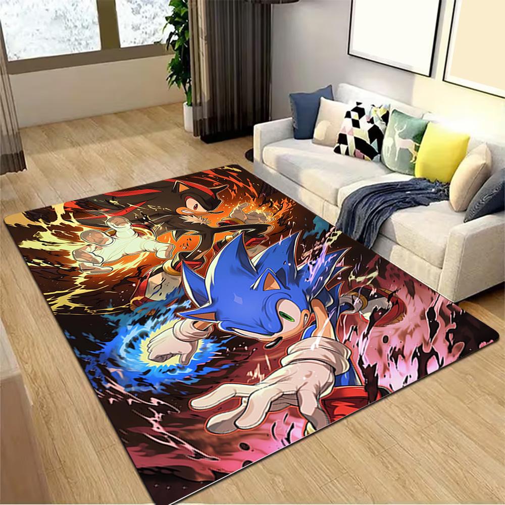 Sonic The Hedgehog Art Print Decoration,Carpet,Living Room,Bedroom, Non-slip,Square rug