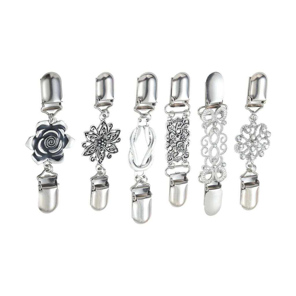 6 Stück Cardigan-Clip Vintage Pullover-Clip Schal Kragen Metallclip Pullover Schal Clip-On Verschlüsse Cardigan Sicherheitsnadel