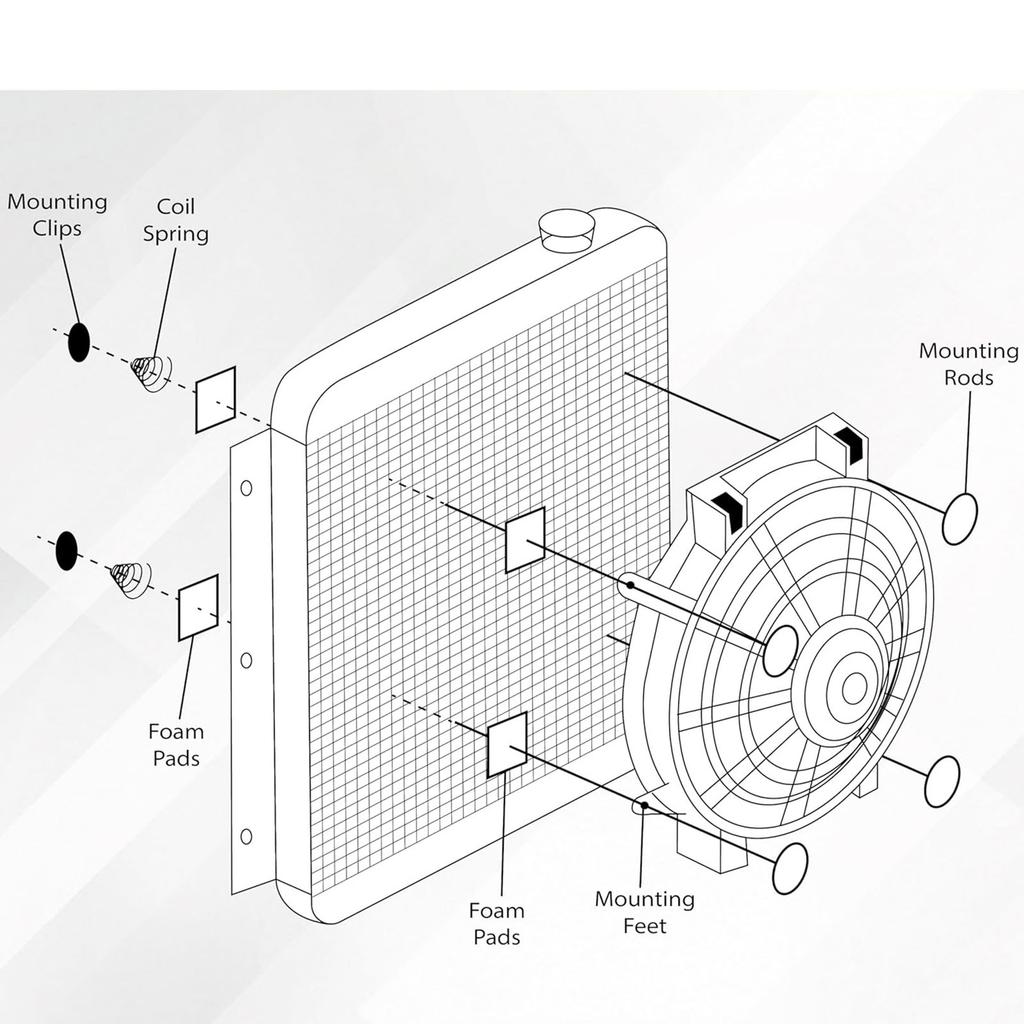Kühlerlüfter Halterung Kabelbinder Clips Elektrische Übertragung Kühler Montage Befestigungsband Universelles Lüftermontage-Kit Einfache Installation