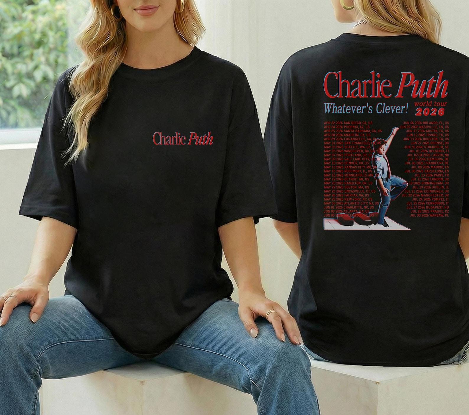 2026 Charlie Puth Whatevers Clever World Tour Shirt, Charlie Puth Fan Gift, Charlie Puth Merch, Charlie Puth Apparel, Charlie Puth Shirt 3XL