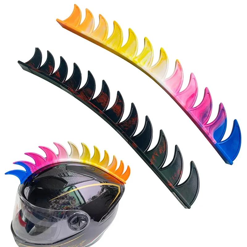 Motorcycle Helmet Dual Color Cockscomb Decoration Rubber Dirt Biker Motocross Biker Helmet Spikes Mohawk Style Decor Sticker