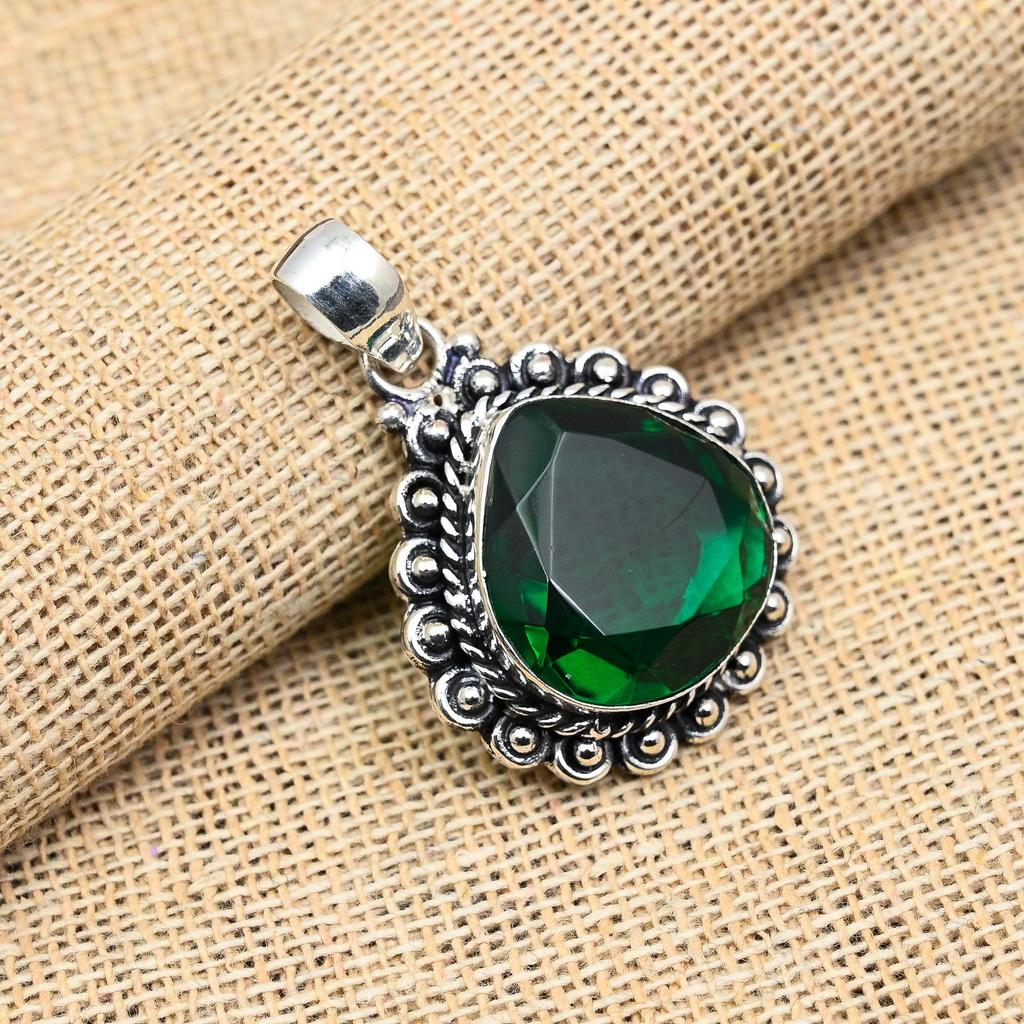 Chrome Diopside Gemstone Handmade 925 Sterling Silver Jewelry Pendant For Women
