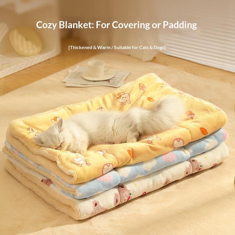 Flannel Rabbit Cloud Teddy Bear Blanket Pet Mat Winter Warmth Blanket for Dogs and Cats