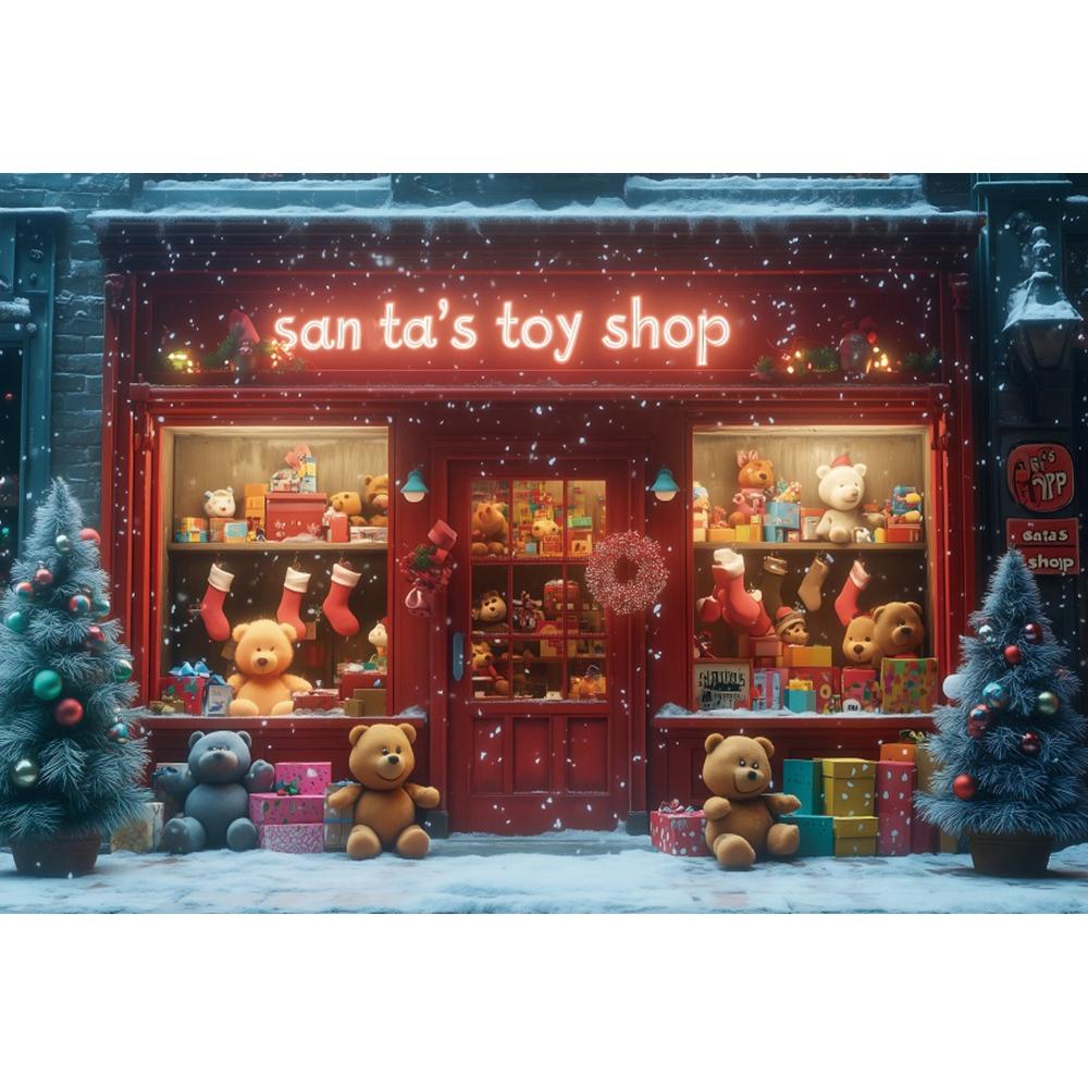 Christmas Candy Toy Store Christmas Tree Gift Theme Banner Background Birthday Party Decoration Photography Background Cloth 5