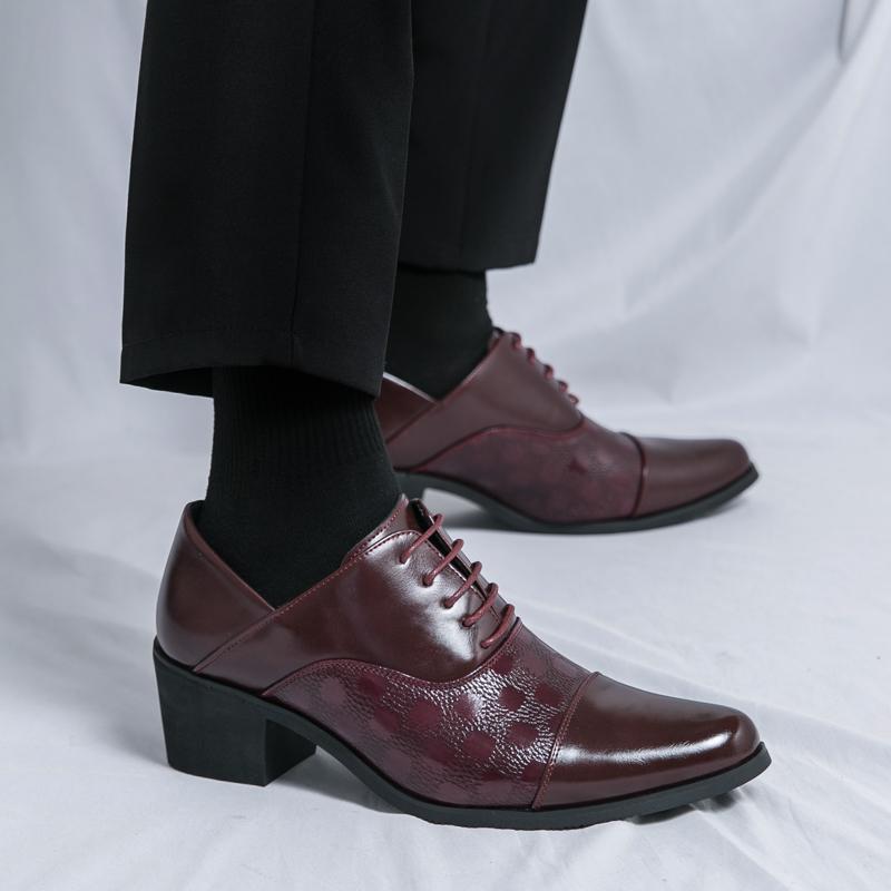 6CM High Heel Classic Men Luxury Business Leather Shoes Derby Gentleman Honorable Oxford Party Wedding Shoes for Men Dress Shoes