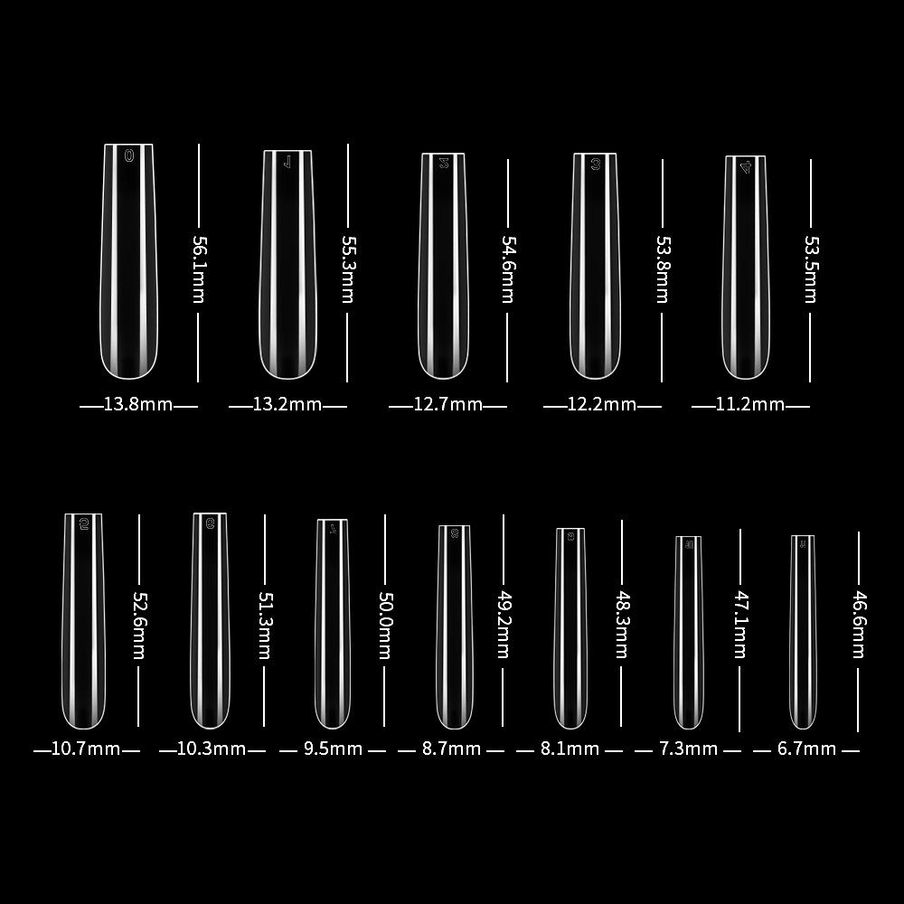 240PCS/Box False Nail Tips Square Straight Extra Long Half Cover Nails Clear/Natural Acrylic Fake Nails Extension Manicure Salon