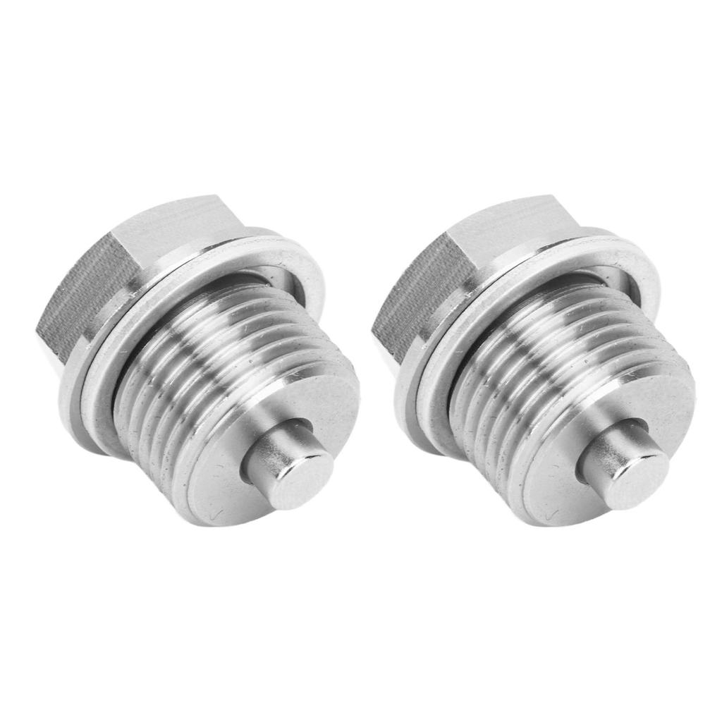 1 Pair Oil Drain Plug with 2pcs Washer Stainless Steel Magnetic Oil Sump Nut Replacement for GM KIA