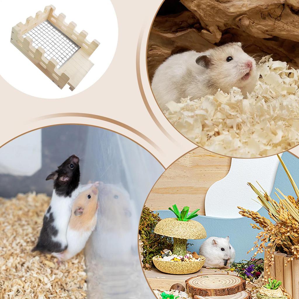 Bunny Hide Hamster Cage House Activity Decorative Wooden Habitat For Chewing Chinchilla Playing Hiding Resting Hamster Bunny
