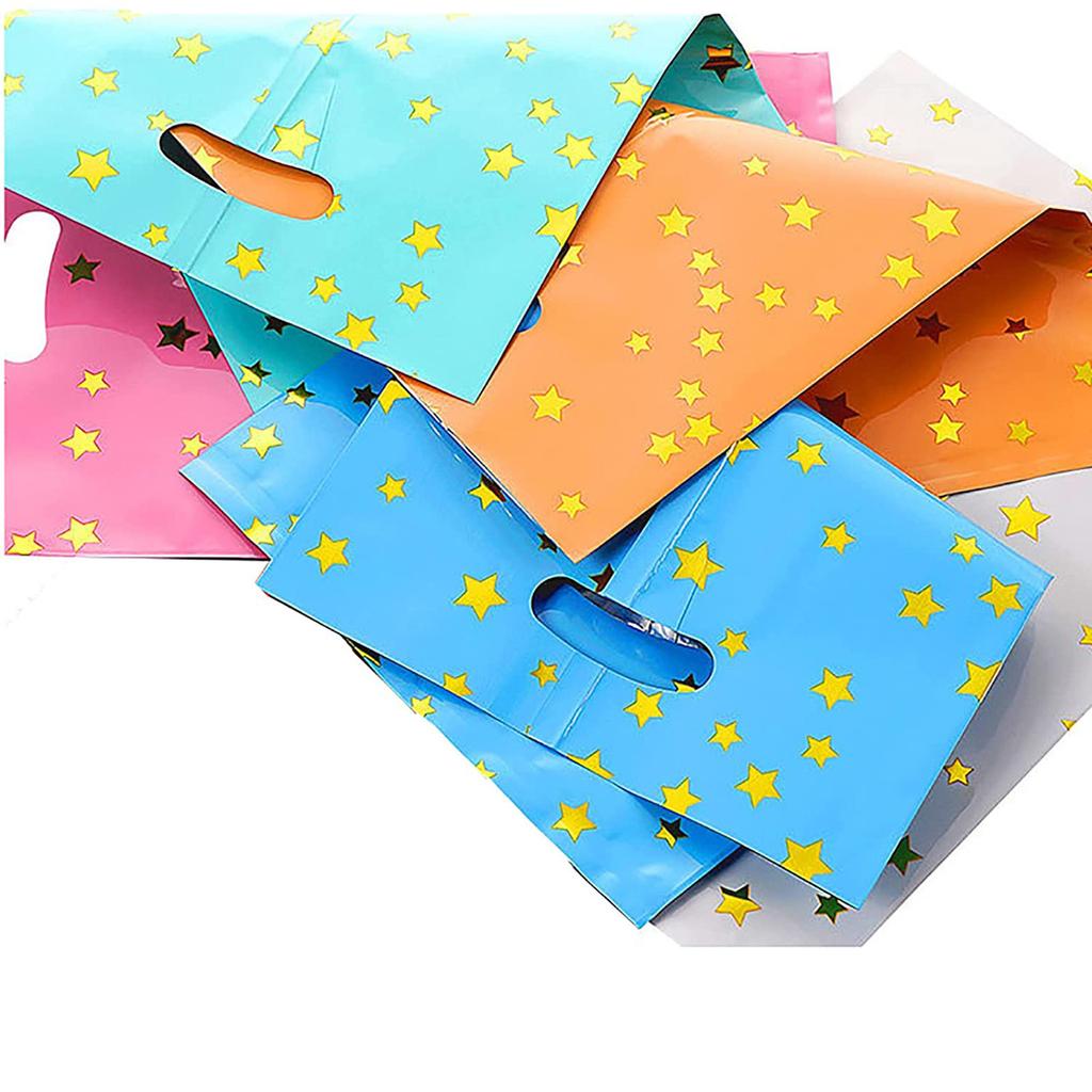 10 ks dětské společenské tašky, narozeninové sáčky se sladkostmi, sáčky na párty(hvězda vzor 3 barvy)