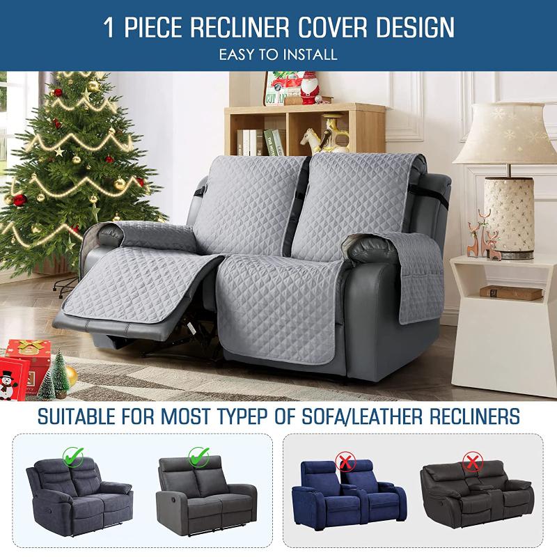 2 Seat Non-Slip Recliner Chair Cover Sofa Slipcover Reversible Pet Cover Protector Couch Cover