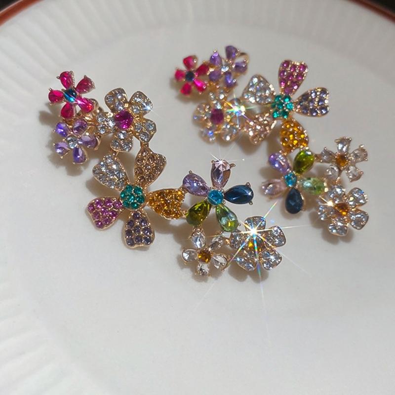 Fashionable Bohemian Style Blossom Earrings With Cubic Zirconia Stones Brass Base Perfect For Date Night Office Wear