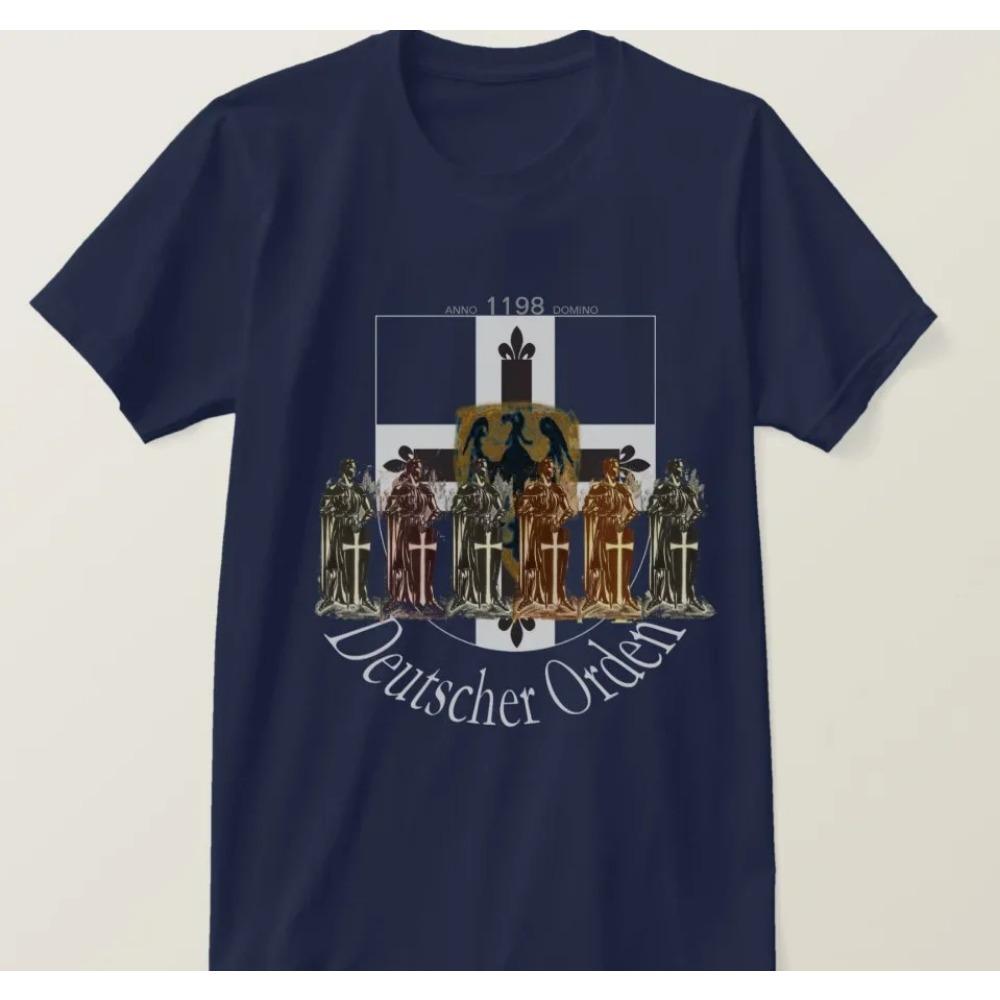 Německý středověký řád německých rytířů Pánské dárkové tričko. Letní bavlněné tričko s krátkým rukávem a kulatým výstřihem Nové S-3XL