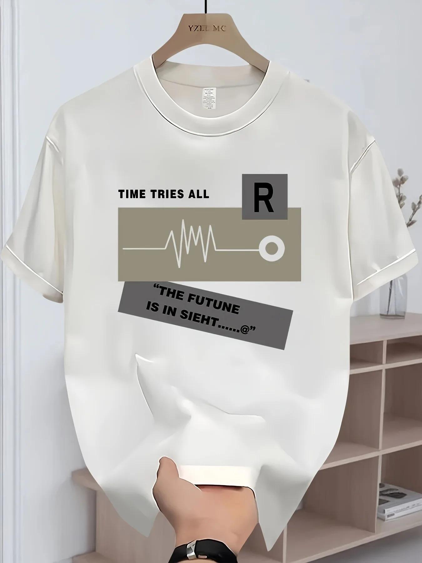 

2026 Summer 100 Cotton Dark Street Style Simple Fashion Trendy Printed Short Sleeve Breathable Cool Comfortable Loose 4XL