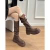 Thick-soled British Style Two Wear Long Boots Women's Autumn and Winter Velvet High Boots Stacking Boots Knight Boots