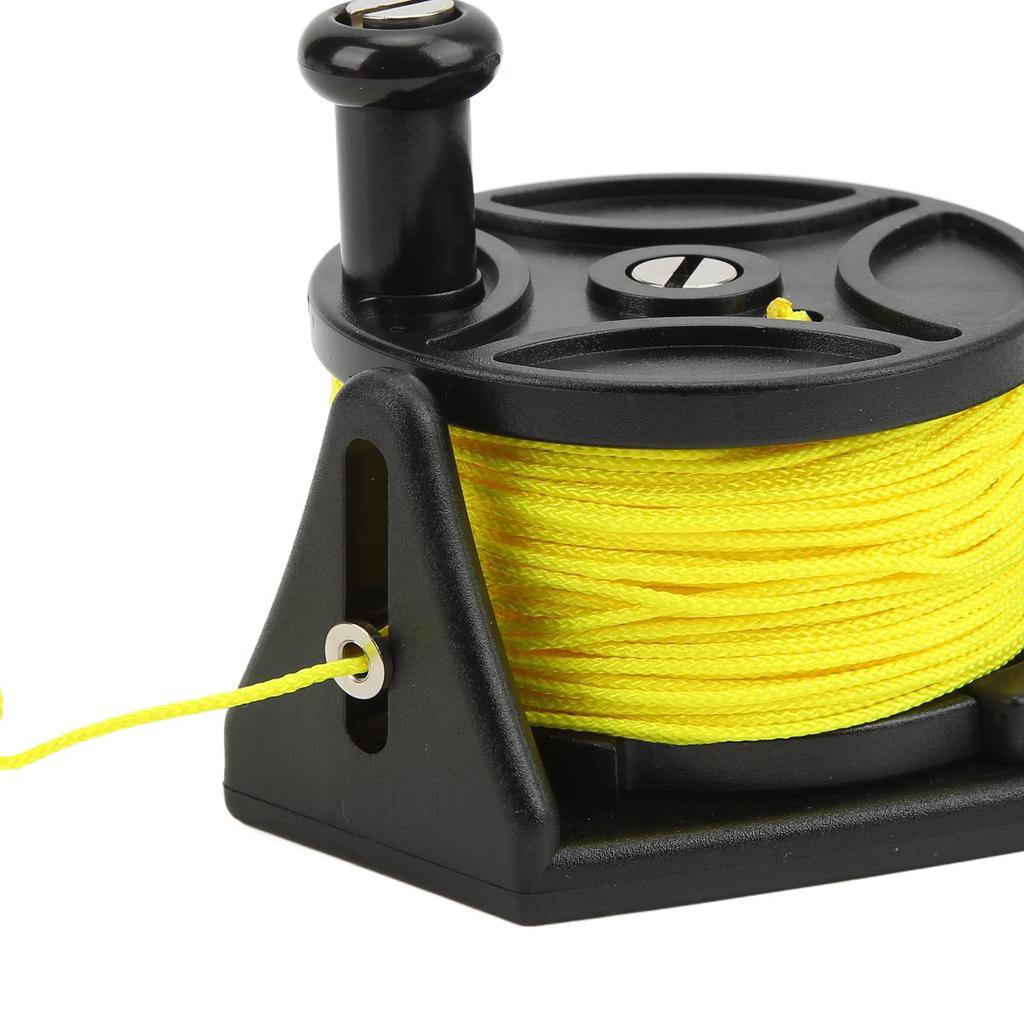 Scuba Diving Reel Portable Diving Handle Reel with Thumb Stopper for Snorkeling (Black Wheel)