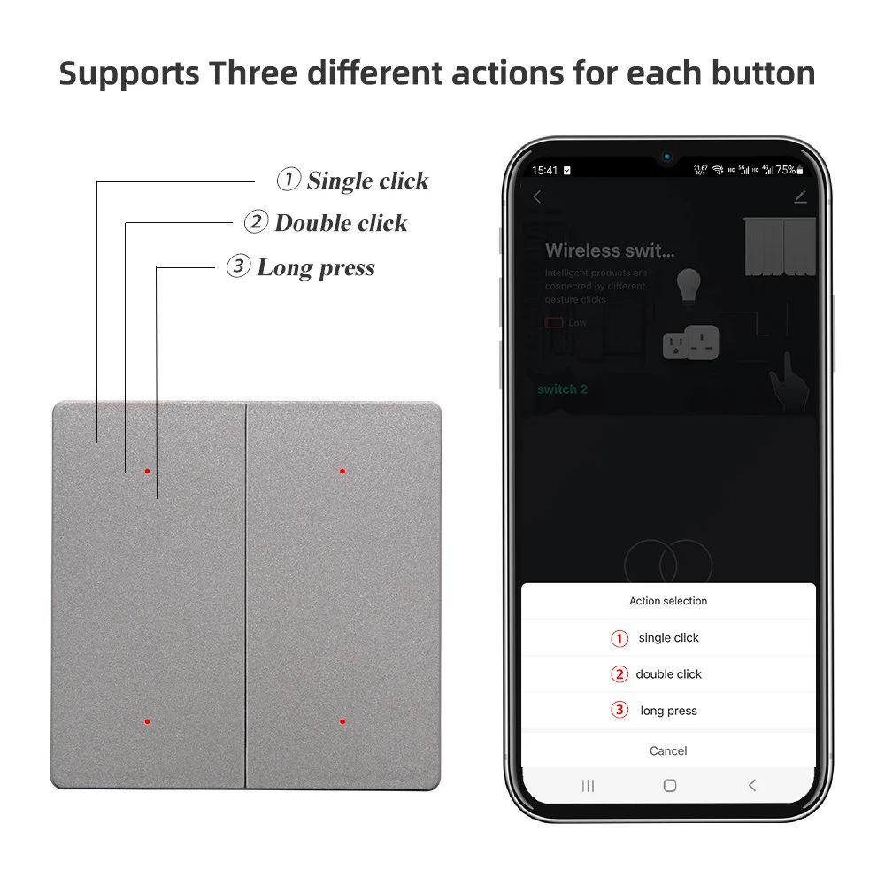 TUYA Zigbee Wireless Four-Button Scene Switch Compatible with Google Home & Alexa