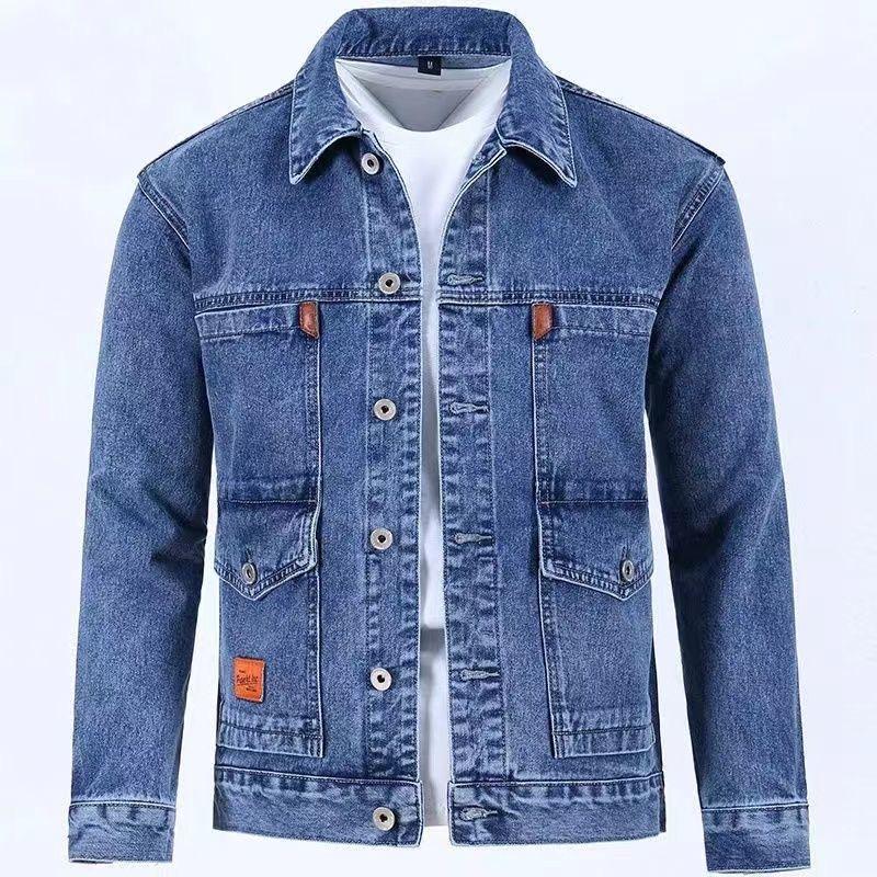 Spring and Autumn Fashion Trend Solid Color Denim Jacket Men's Casual Loose Comfortable Large Size High Quality Coat